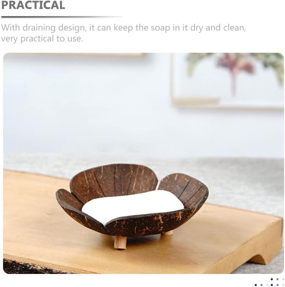 Eco-Friendly Coconut Shell Flower-Shape Soap Dish