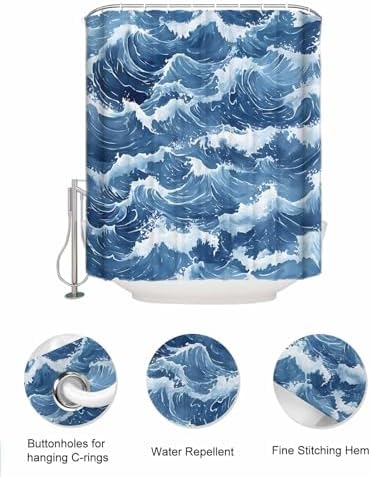 ZFUNCING Abstract Blue Meshed Bath Room Organizer Set 10 Pockets