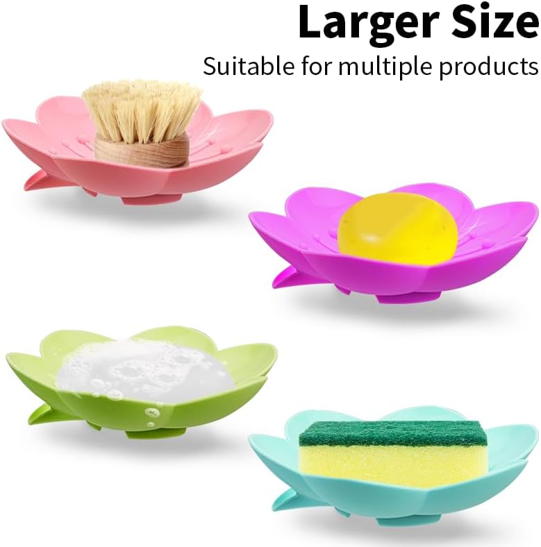 Mabnuby Flower Shower Soap Dishes 2 Pack Large