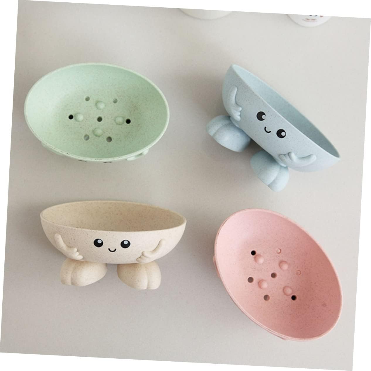 VICASKY 2pcs Cartoon Soap Holder Draining Dish for Kitchen Bathroom