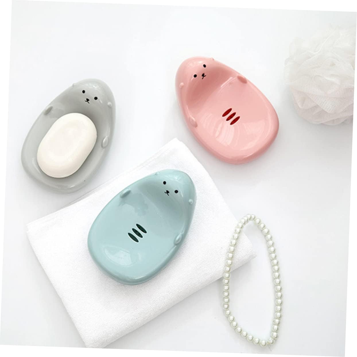 PRETYZOOM P Dish Boys Girls Self Draining Soap Holder Pink
