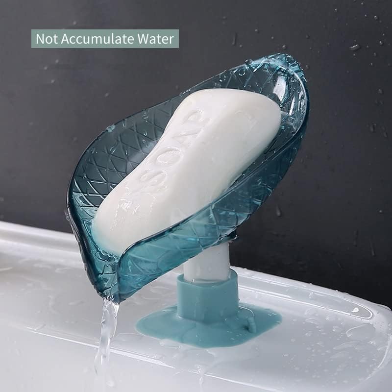 4 packLeaf-Shaped soap Dish Holder Bar soapHolder Self-Draining for Shower