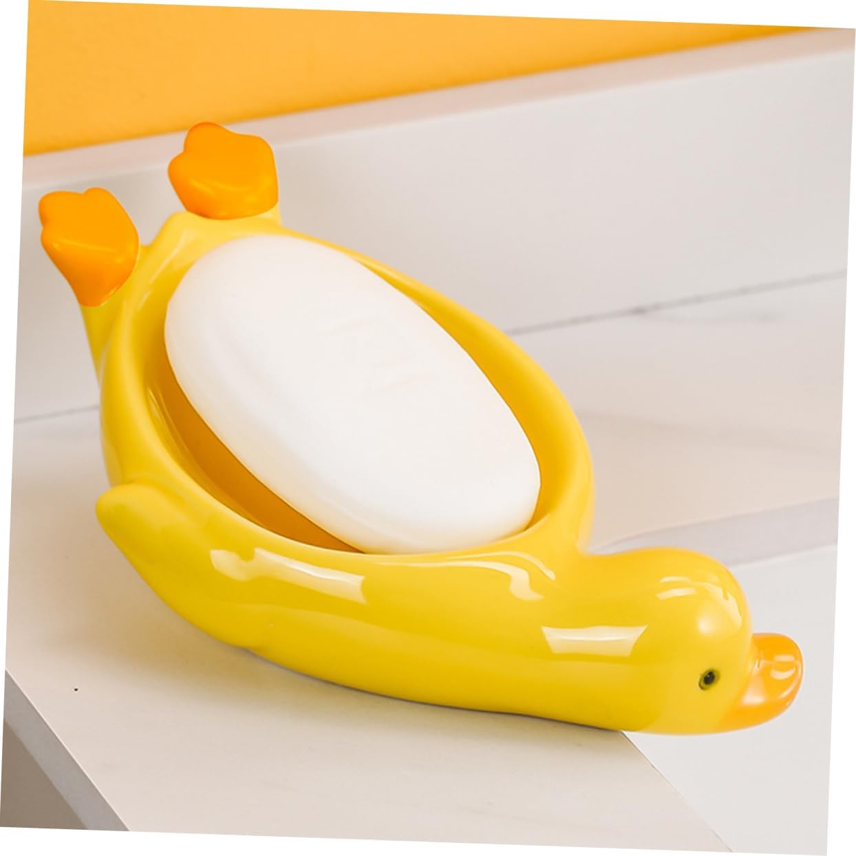 Yellow Soap Dish Ceramic Cartoon Decorative Holder