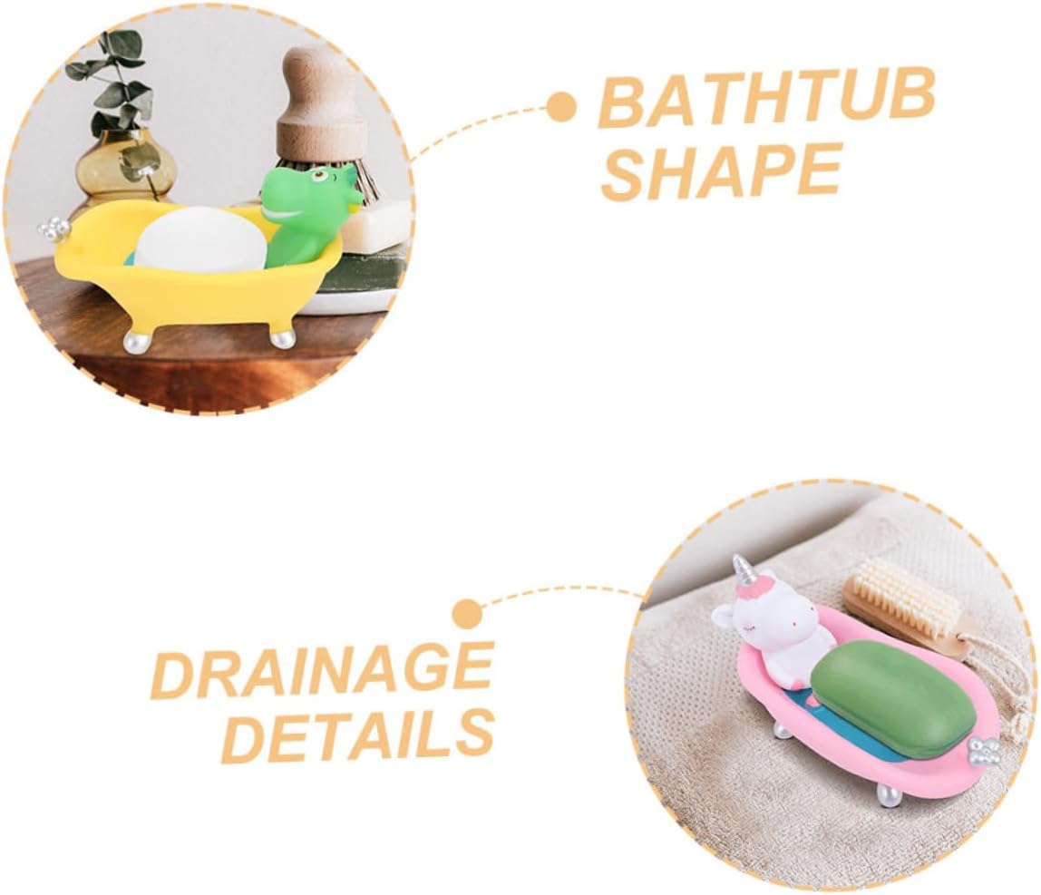2pcs Cute Cartoon Animal Soap Holder Vinyl Dish for Bathroom