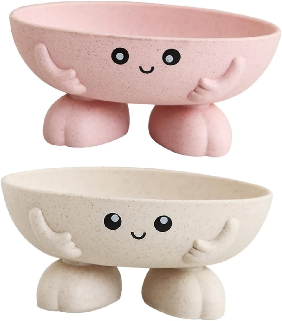 Ciieeo 2pcs Bar Soap Holder Cartoon Design Straw Material for Bathroom Kitchen