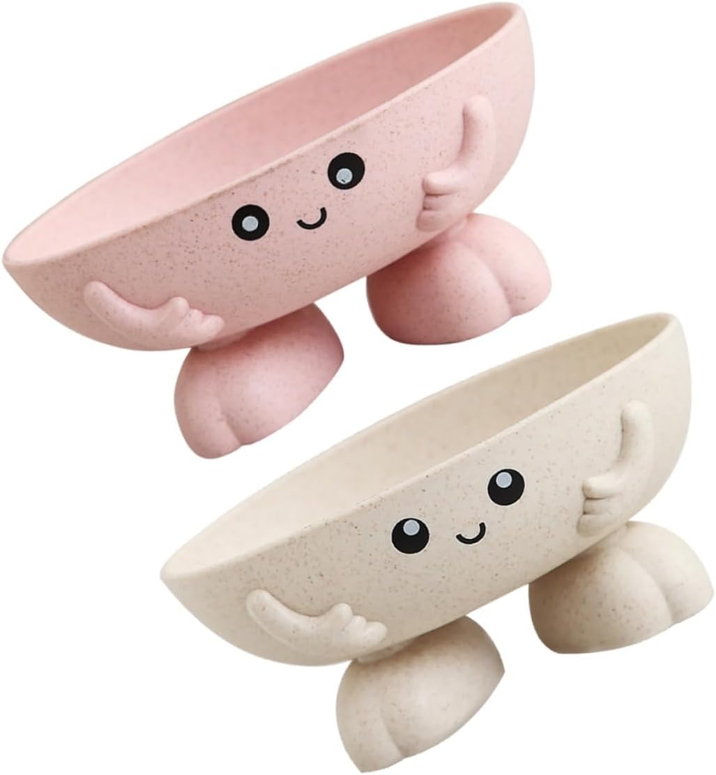 2pcs Cartoon Soap Dish with Drainage for Bathroom Kitchen
