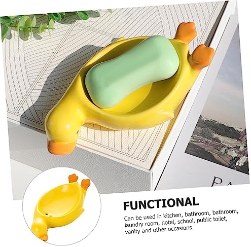 Cute Duck Ceramic Soap Dish with Drain Holes