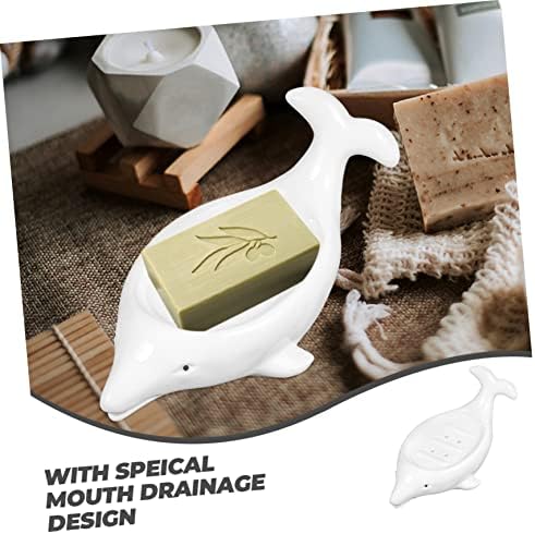 Dolphin Ceramic Soap Dish with Drainage Design Cute Animal Shape