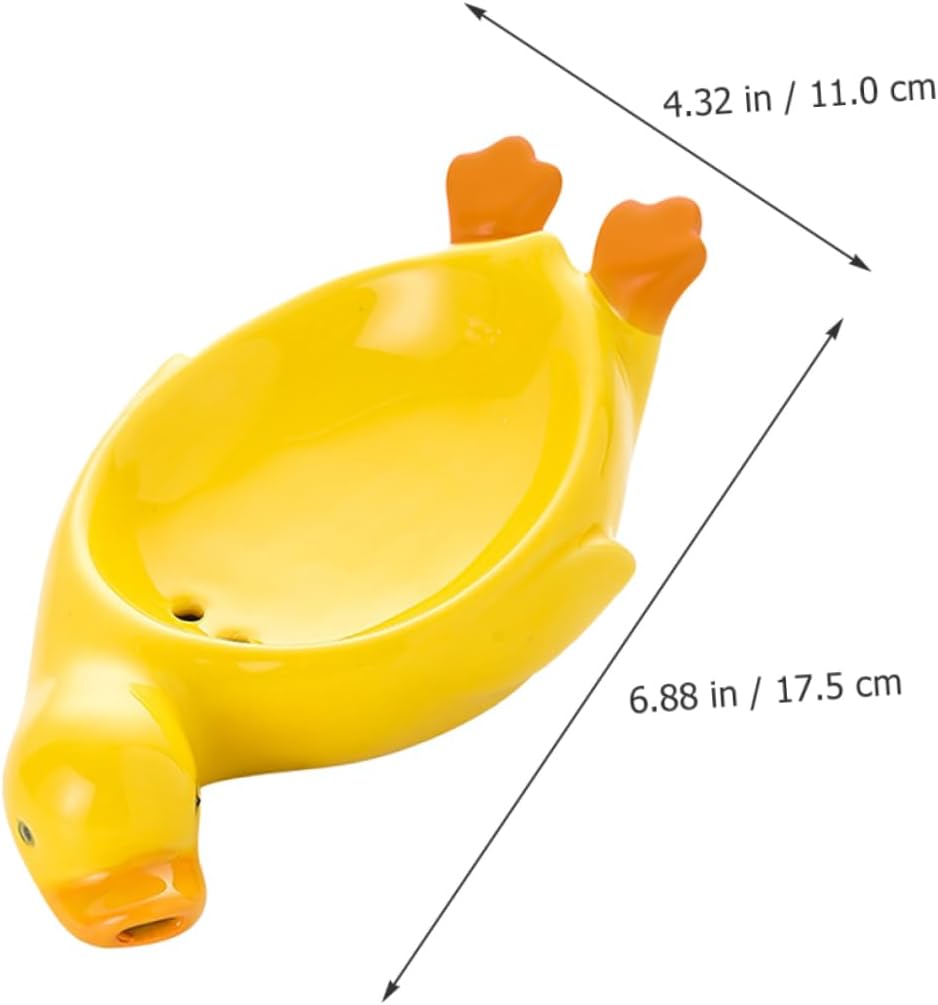 Stylish Durable Modern Duck-Shape Soap Dish Ceramic Material Drainage Function