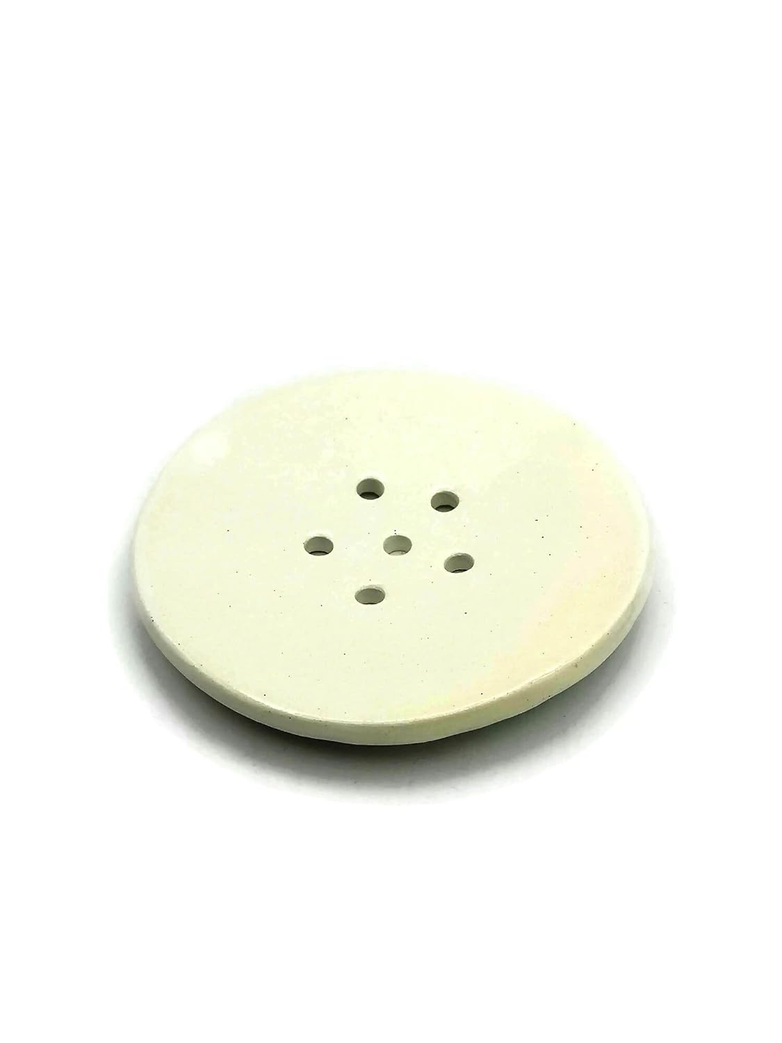 Handmade Ceramic Soap Dish Dispenser White 14cm