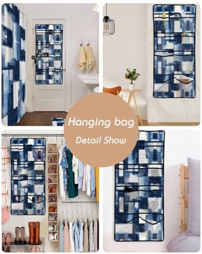 ZFUNCING 10-Pockets Mesh Organizer Abstract Blue White Waterproof Bath Use