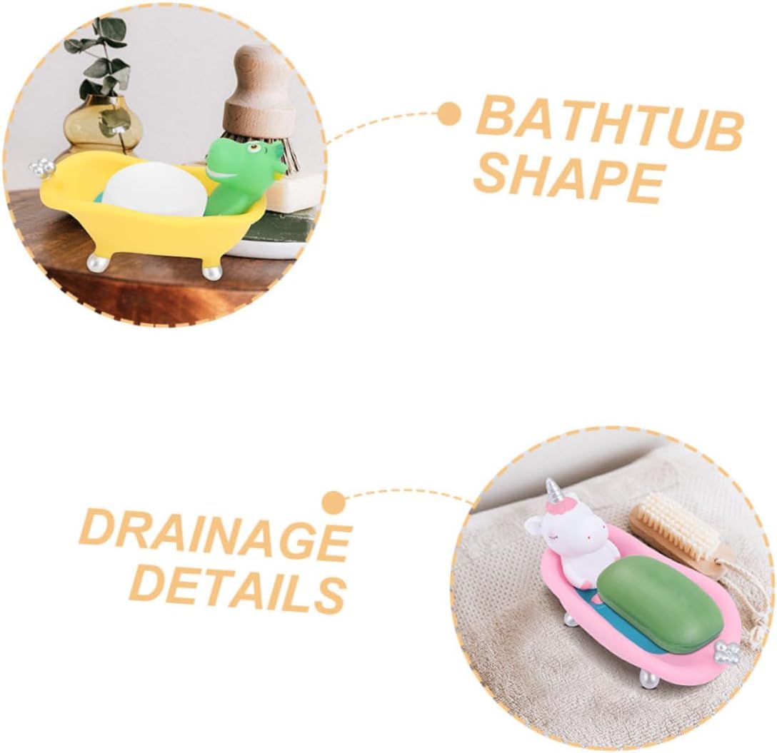 VALICLUD 2 Piece Cute Cartoon Dinosaur Soap Holder for Kids