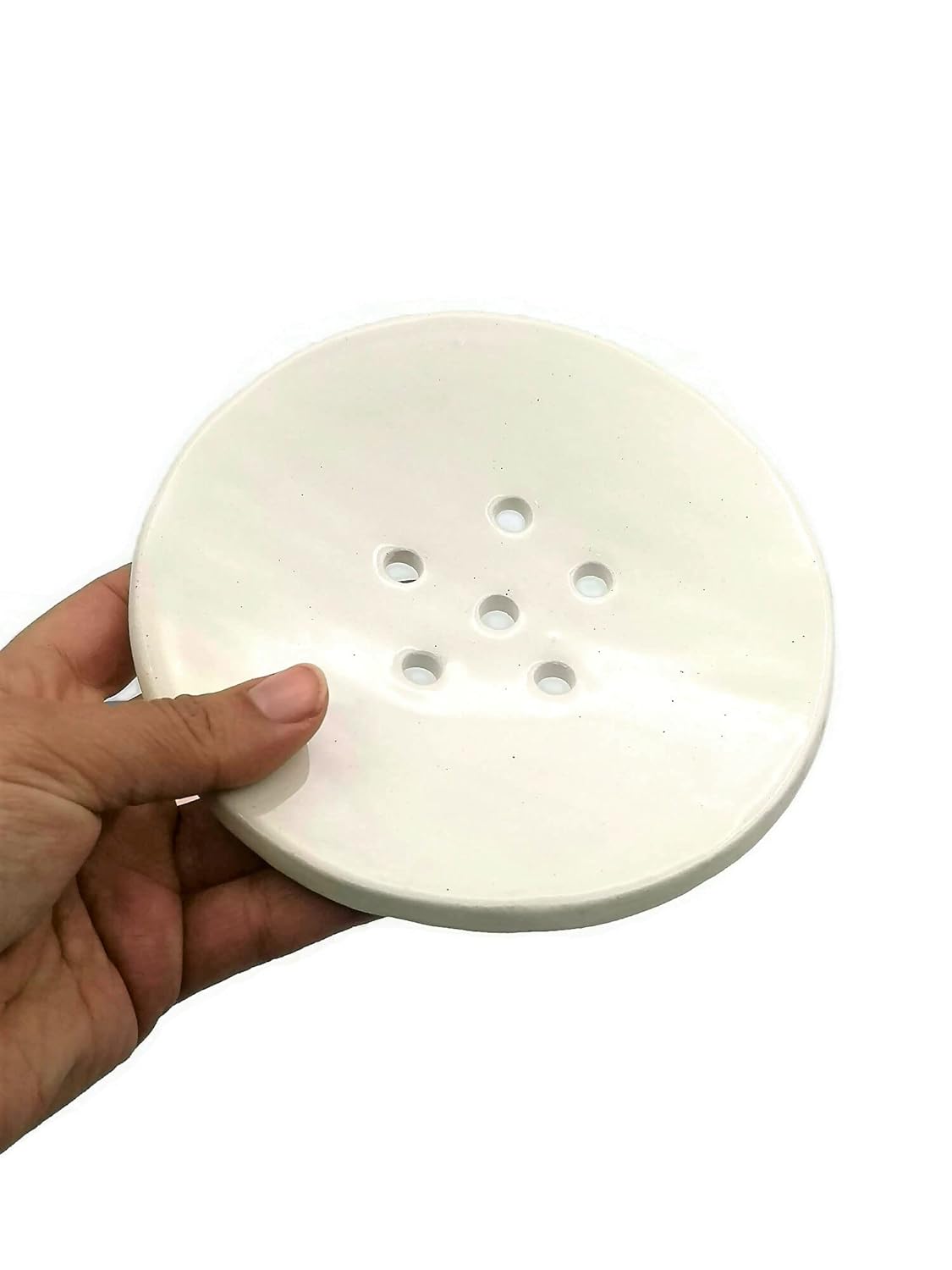 Handmade Ceramic Soap Dish Dispenser White 14cm