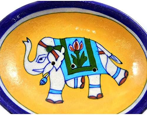 Handicraft Ceramic Soap Dish Holder Sky Blue Artwork