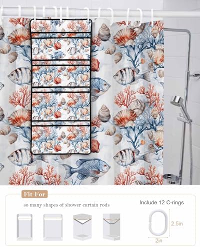 Shower Curtain Organizer Set - Waterproof Mesh Perfect For Bathroom Storage