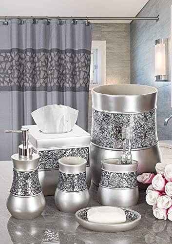 Crackled Glass Soap Dish for Bathroom Decor