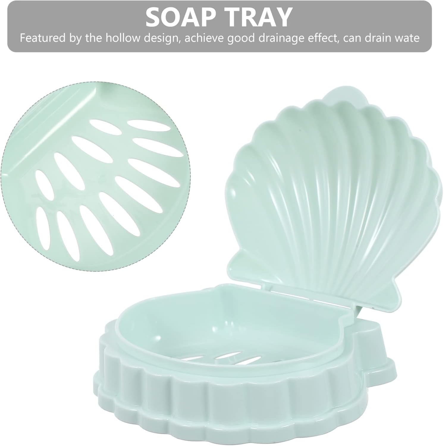 2-Piece Shell Soap Dish Holder for Bathroom Travel Use