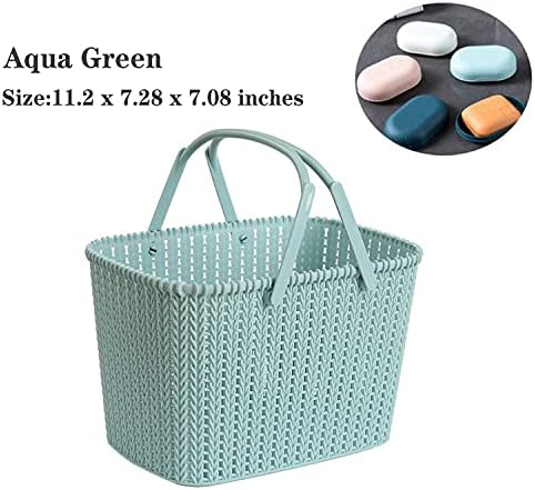 HOUZHeng Portable Rattan Shower Caddy with Dual Handles