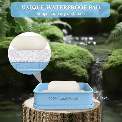 Upgrade 100 Leak-Proof Travel Soap Case Light Blue