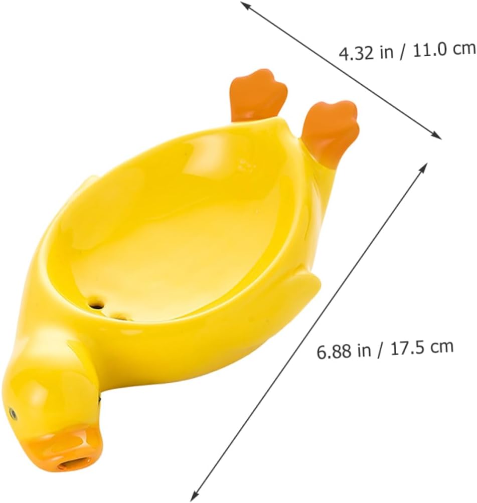 Adorable Duck Ceramic Soap Dish for Bathroom and Kitchen