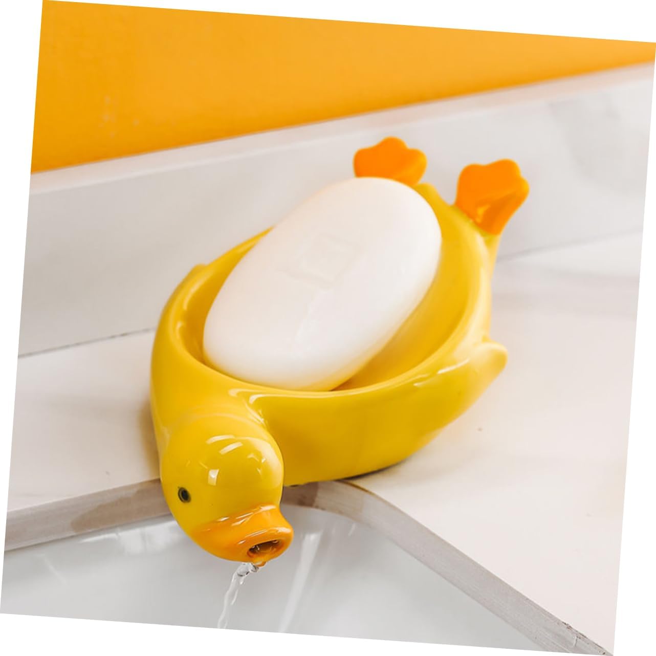 Self-Draining Ceramic Dish with Cute Duck Design for bathroom kitchen