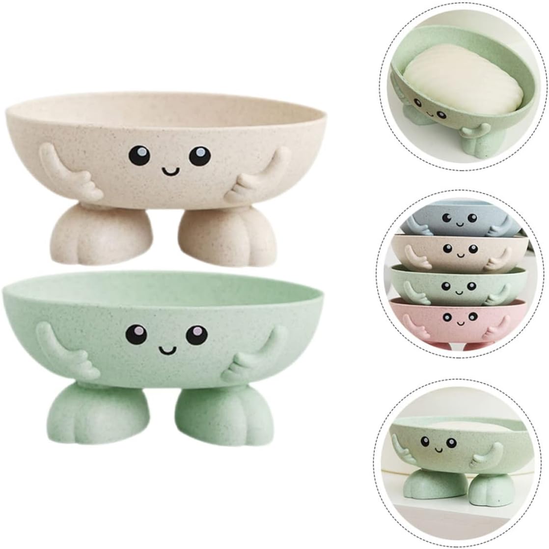 VICASKY 2pcs Cartoon Soap Holder Draining Dish for Kitchen Bathroom