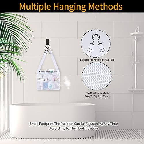 4 Storage Pockets Adjustable Mesh Bathroom Bag