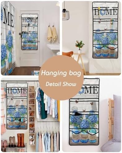 ZFUNCING Shower Curtain Set with Hooks and Organizer