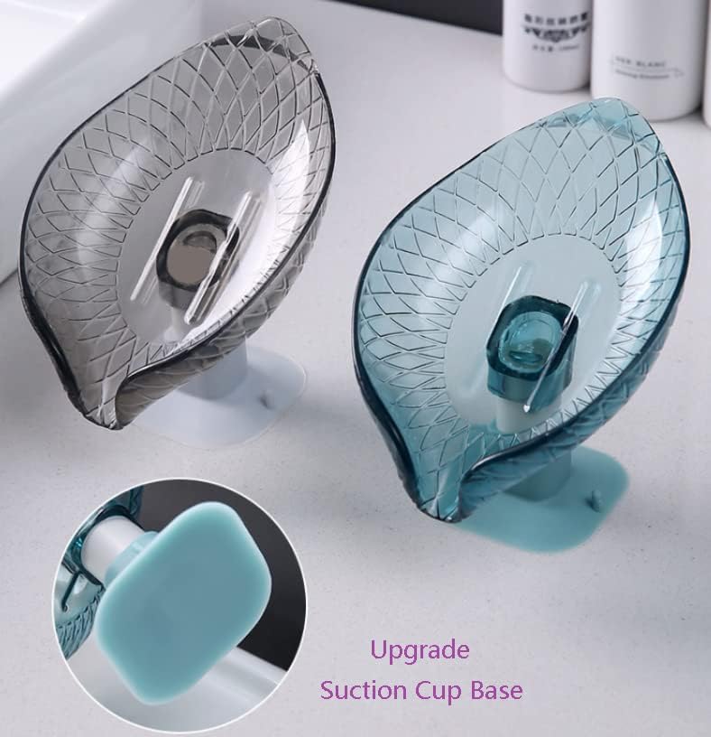 4 packLeaf-Shaped soap Dish Holder Bar soapHolder Self-Draining for Shower