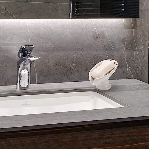 Ceramic Leaf Soap Holder with Drainage White