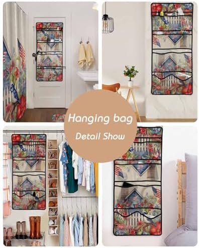 Waterproof Shower curtain with mesh caddy for home use