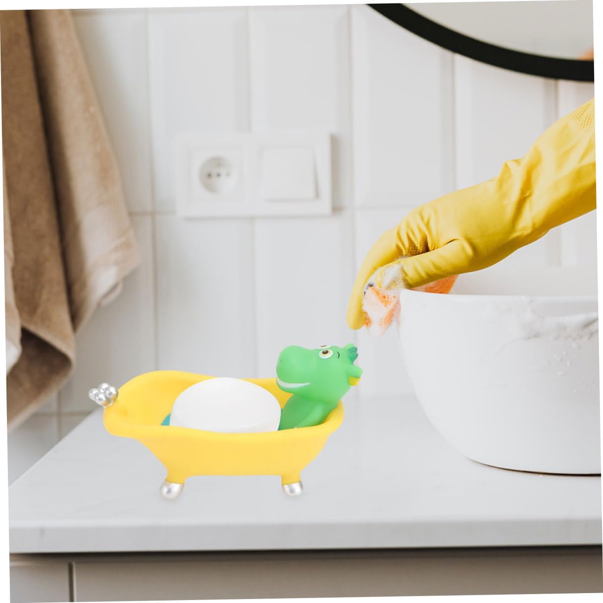 2pcs Cute Cartoon Animal Soap Holder Vinyl Dish for Bathroom
