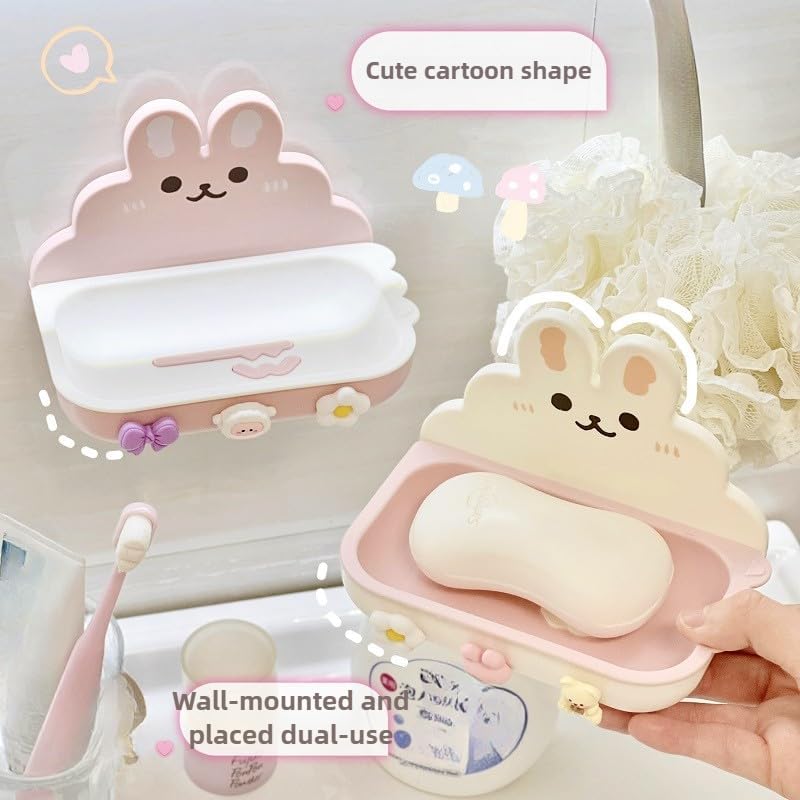 adorable wall-mounted bear bunny soap dish