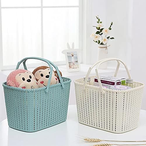 HOUZHeng Portable Rattan Shower Caddy with Dual Handles