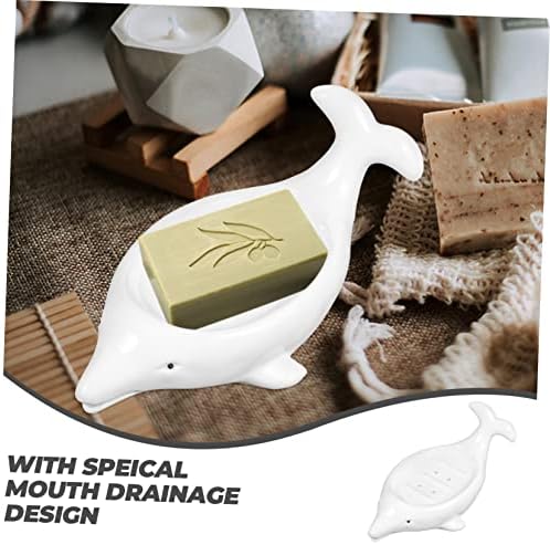 SosoPort Cute Dolphin Ceramic Soap Dish with Drainage