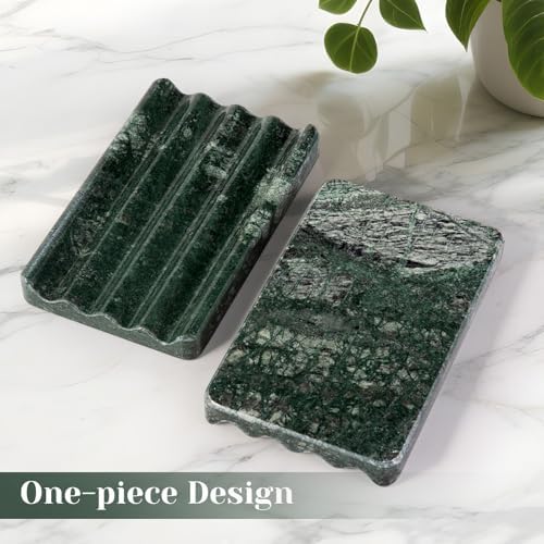 2PC Koville Indian Natural Green Marble Soap Dish for Bathroom