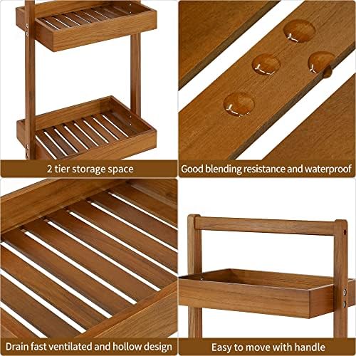 Utoplike Countertop Teak Wood Organizer