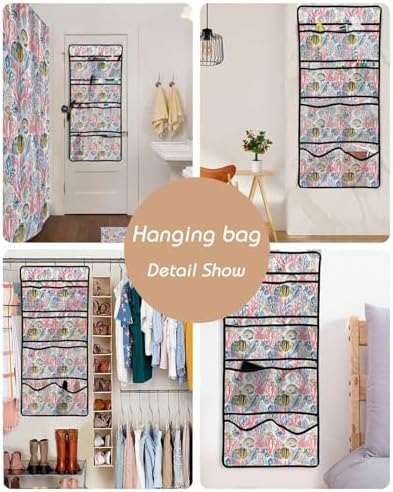 ZFUNCING Mesh Shower Curtain Set 10-Pockets Waterproof