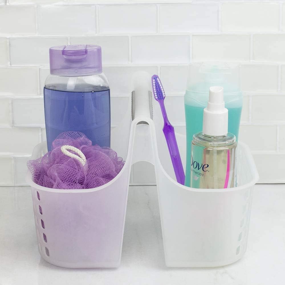 2-Compartment Soft Grip Plastic Shower Caddy Organizer With Handle