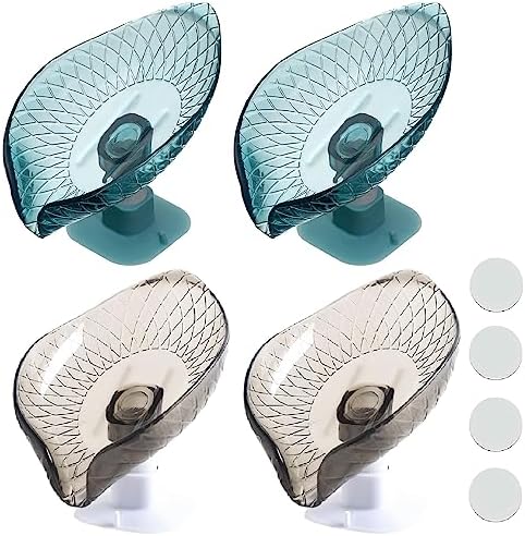 4 packLeaf-Shaped soap Dish Holder Bar soapHolder Self-Draining for Shower