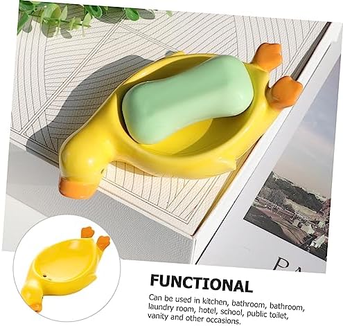 Adorable Duck Ceramic Soap Dish for Bathroom and Kitchen