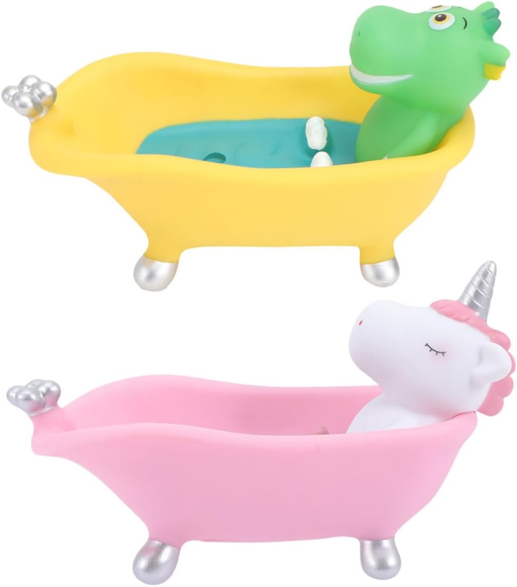2pcs Cute Cartoon Animal Soap Holder Vinyl Dish for Bathroom