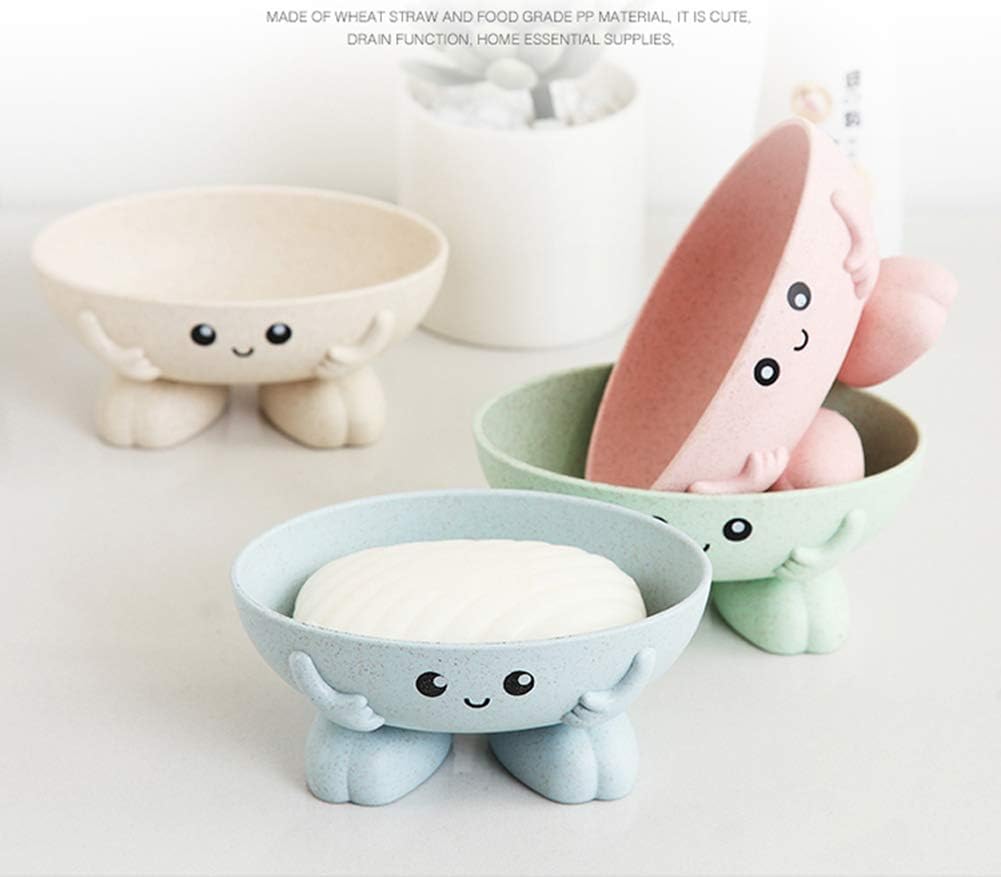 Ganolandstar Cute 4pc Wheat Straw Soap Case Holder Portable Travel