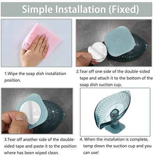 4 packLeaf-Shaped soap Dish Holder Bar soapHolder Self-Draining for Shower