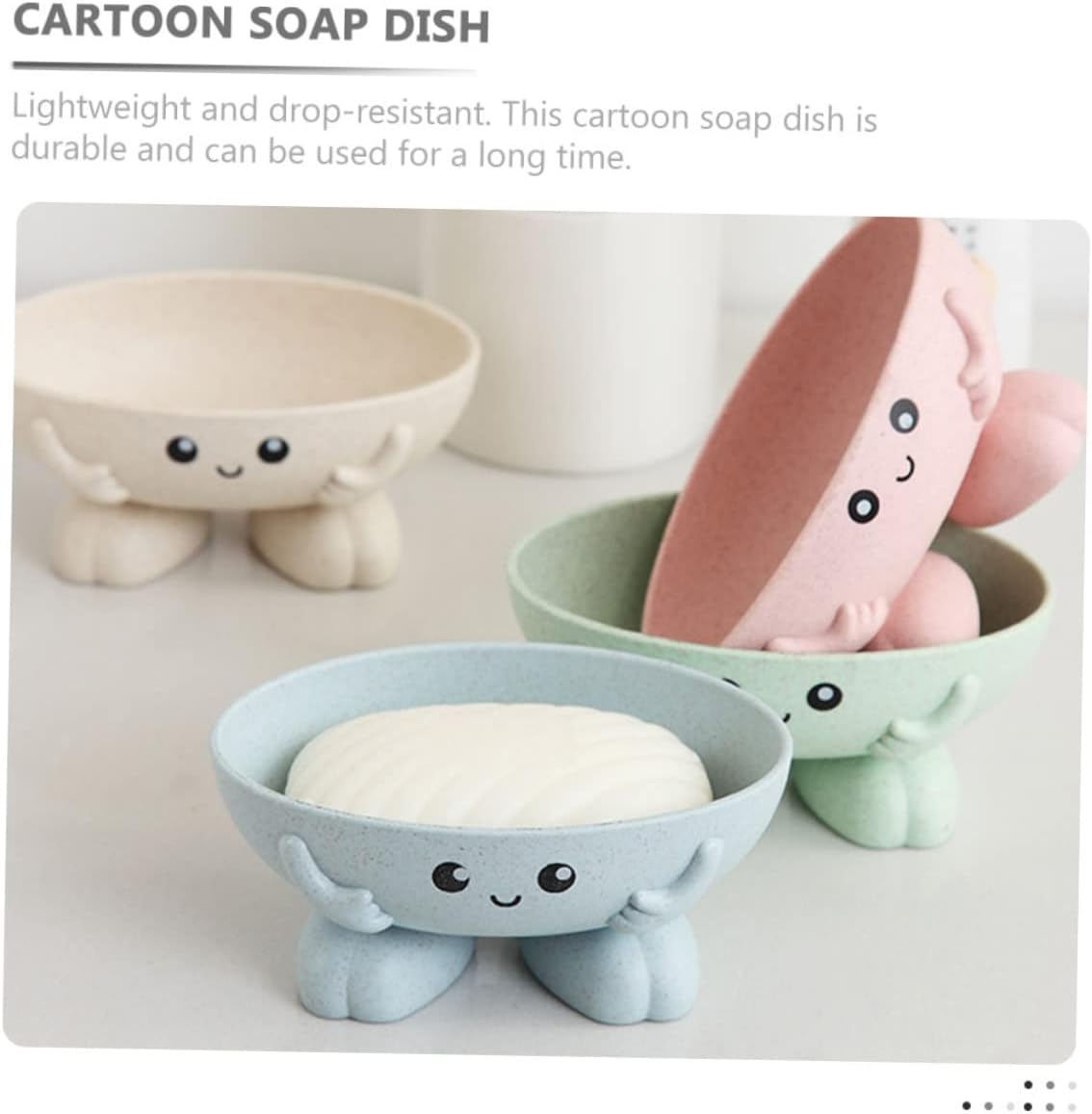 VICASKY 2pcs Cartoon Soap Holder Draining Dish for Kitchen Bathroom