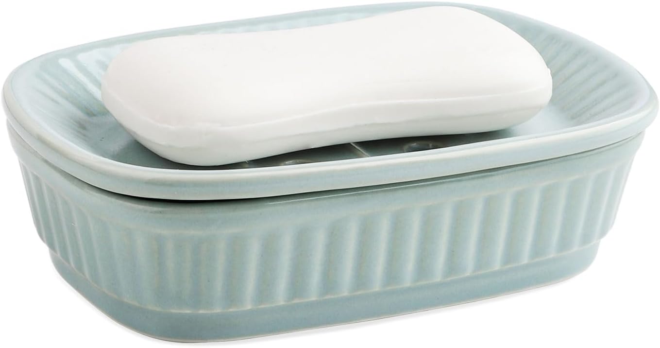 VanEnjoy Green Ceramic Soap Holder for Kitchen and Bathroom