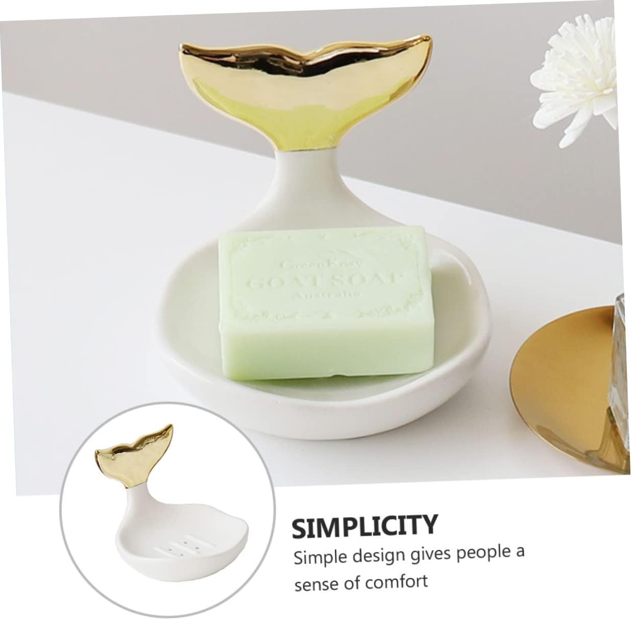 Prettyzoom 1pc Ceramic Soap Holder with Drainage Design for Quick Drying