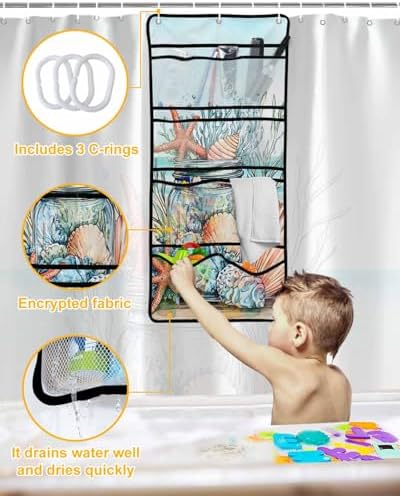 Easy Install Mesh Shower Organizer Waterproof 10-Pocket caddies