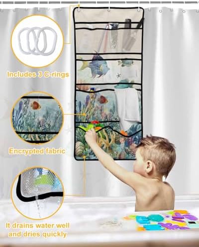 Stylish Mesh Shower Organizer with 10 Storage Pockets and Water_repellent Design