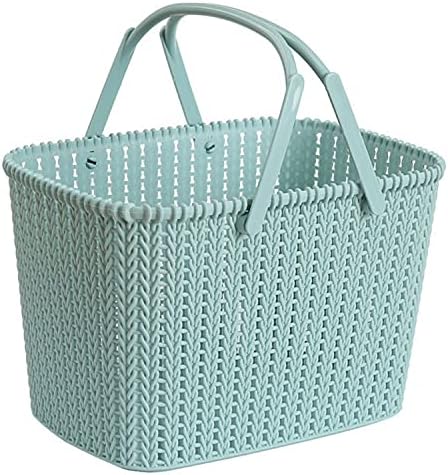 HOUZHeng Portable Rattan Shower Caddy with Dual Handles